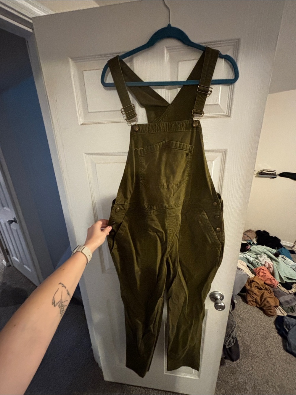 Royal Robbins Olive Green Denim Overalls